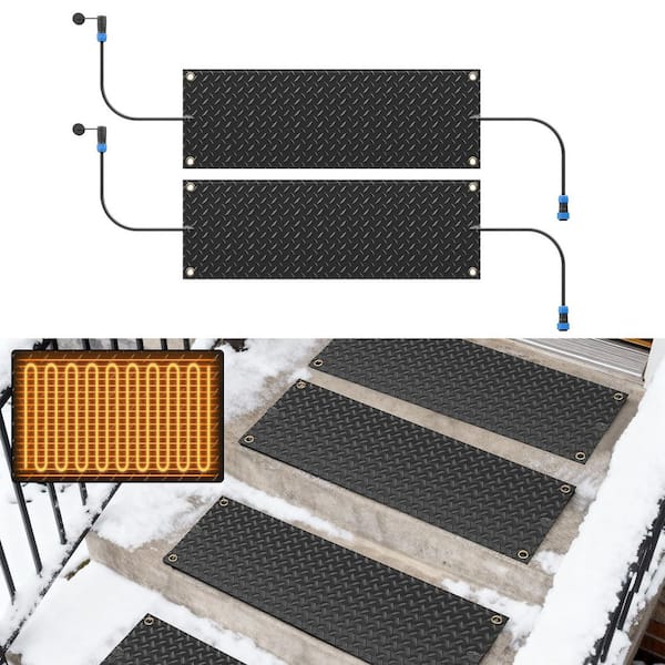 Snow Melting Mats 10 in. x 30 in. PVC Winter Heat Mat with Power Cord 3 in. /h Speed Snow and Ice Melts Pads (2 Pcs)
