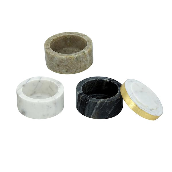 A & B Home Black Marble 4.5 in. Decorative Canister (Set of 3)