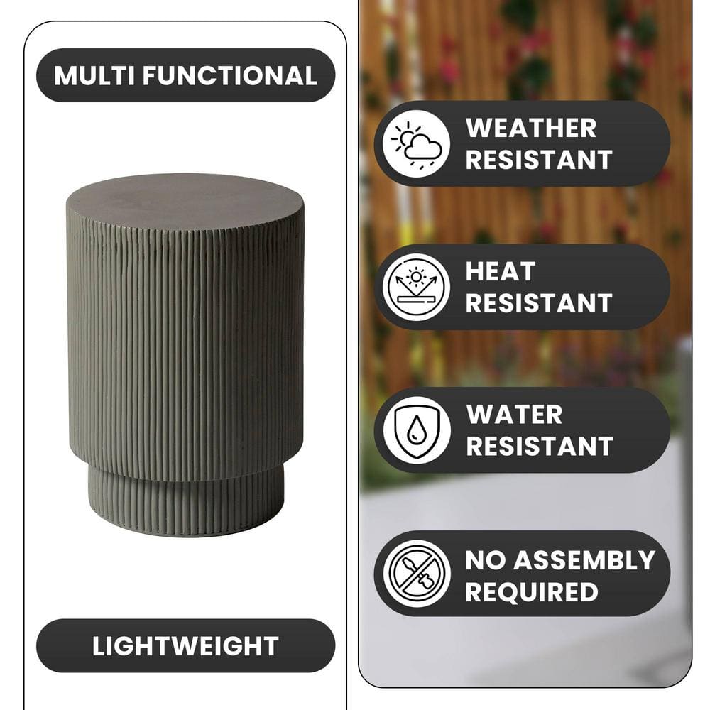 Modern Round Side Table Assembled Fiberstone Accent Table for Indoor and Outdoor Eden Series  (See the picture for the color)