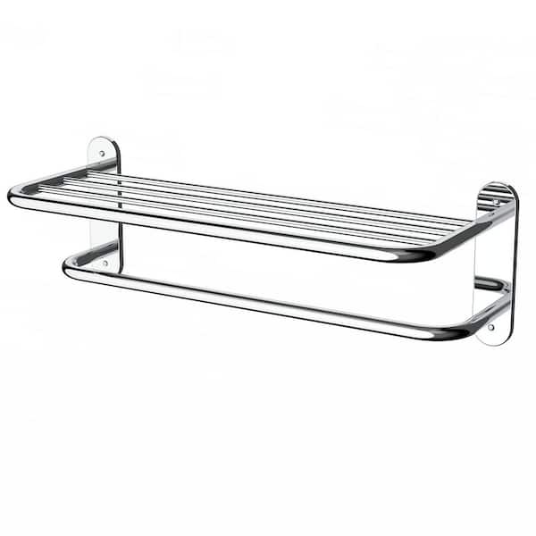 18 in. Bathroom Towel Rack, Wall Mounted Stainless Steel Towel Bar in Chrome, Towel Shelf for Bathroom