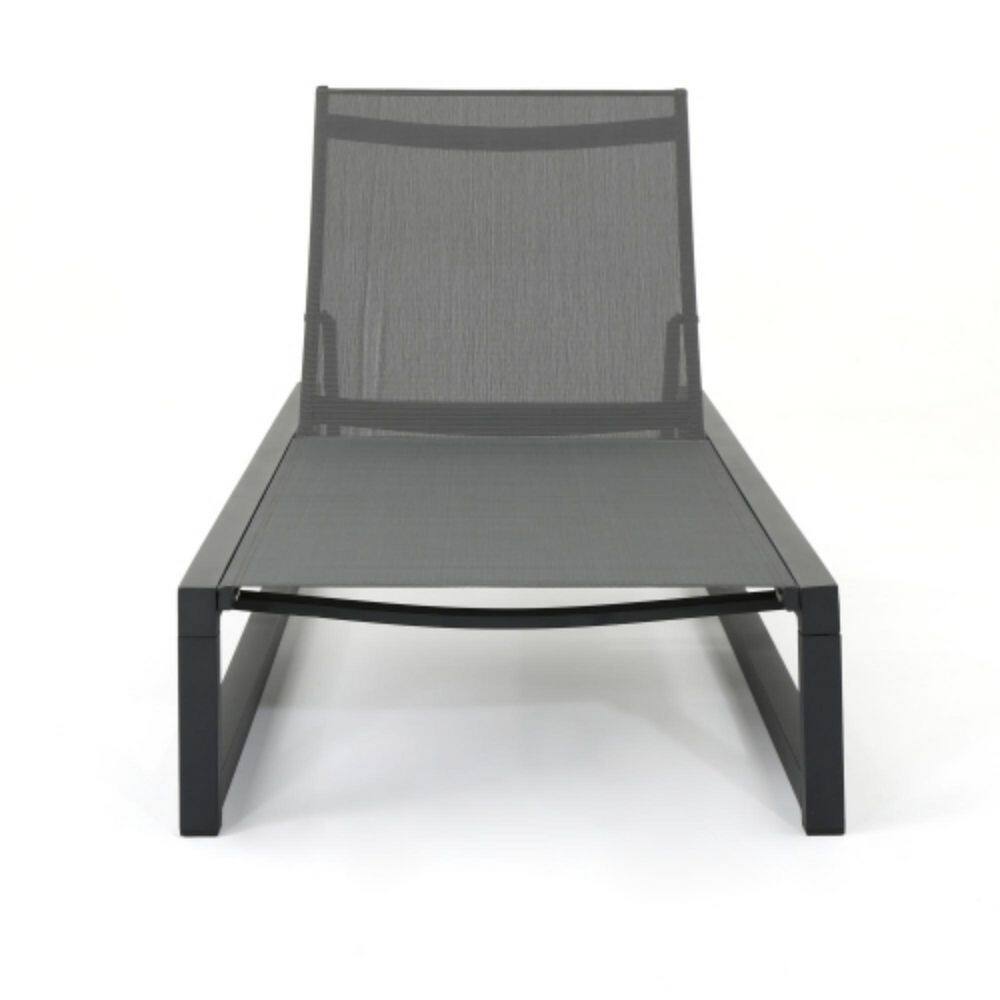 Front view of a gray chaise lounge.