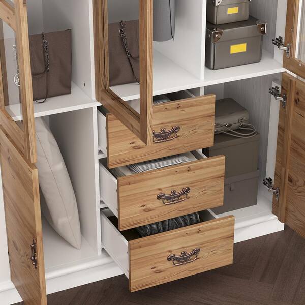 FUFU&GAGA White and Brown Paint Finish Wood 45.7 in. W
