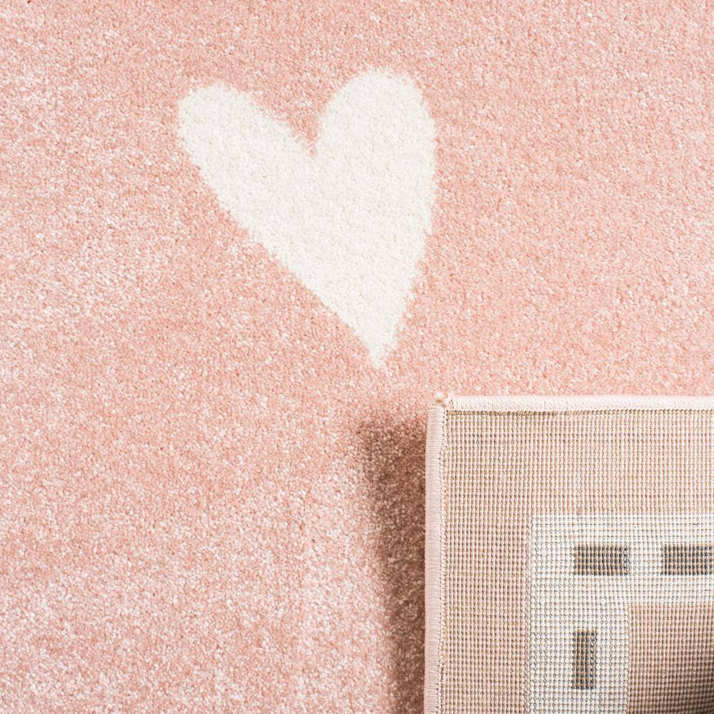 Enchanted Ivory Pink Round Synthetic Kids Play Rug - 5'3"