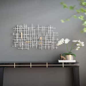 Modern Texture 32 in. W x 26 in. H White and Gold Metal Abstract Geometric Decorative Wall Decor for Living Room Bedroom