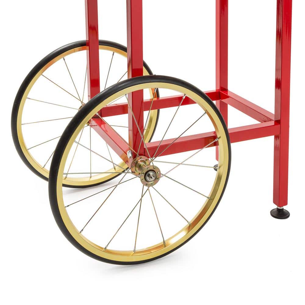 Vintage Red Popcorn Machine with Cart and 8-Ounce Kettle