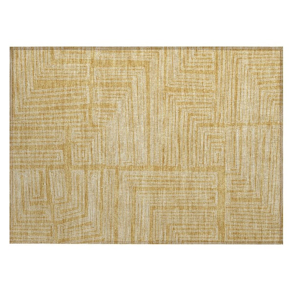 Addison Rugs Chantille Machine Washable Indoor/Outdoor Abstract ACN1045 Gold 1 ft. 8 in. x 2 ft. 6 in. Area Rug