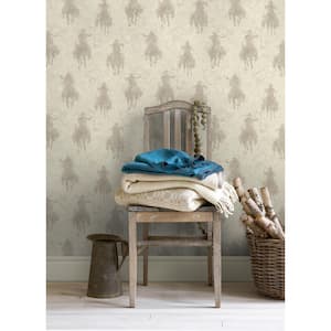 20.50 in. W x 396 in. L Light Grey Stockman Silhouette Wallpaper