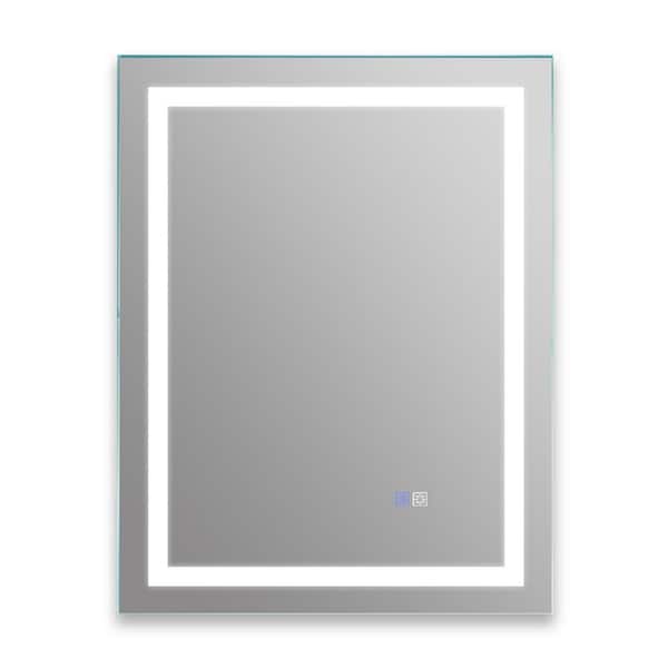 Unbranded Modern 28 in. W x 36 in. H Large Rectangular Frameless Wall Mounted Anti-Fog Bathroom Vanity Mirror in Silver