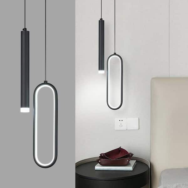 Modern Pendant 2 Lights Black LED Pendant Chandelier Light Kitchen Island Pendant Hanging Pendant Lighting