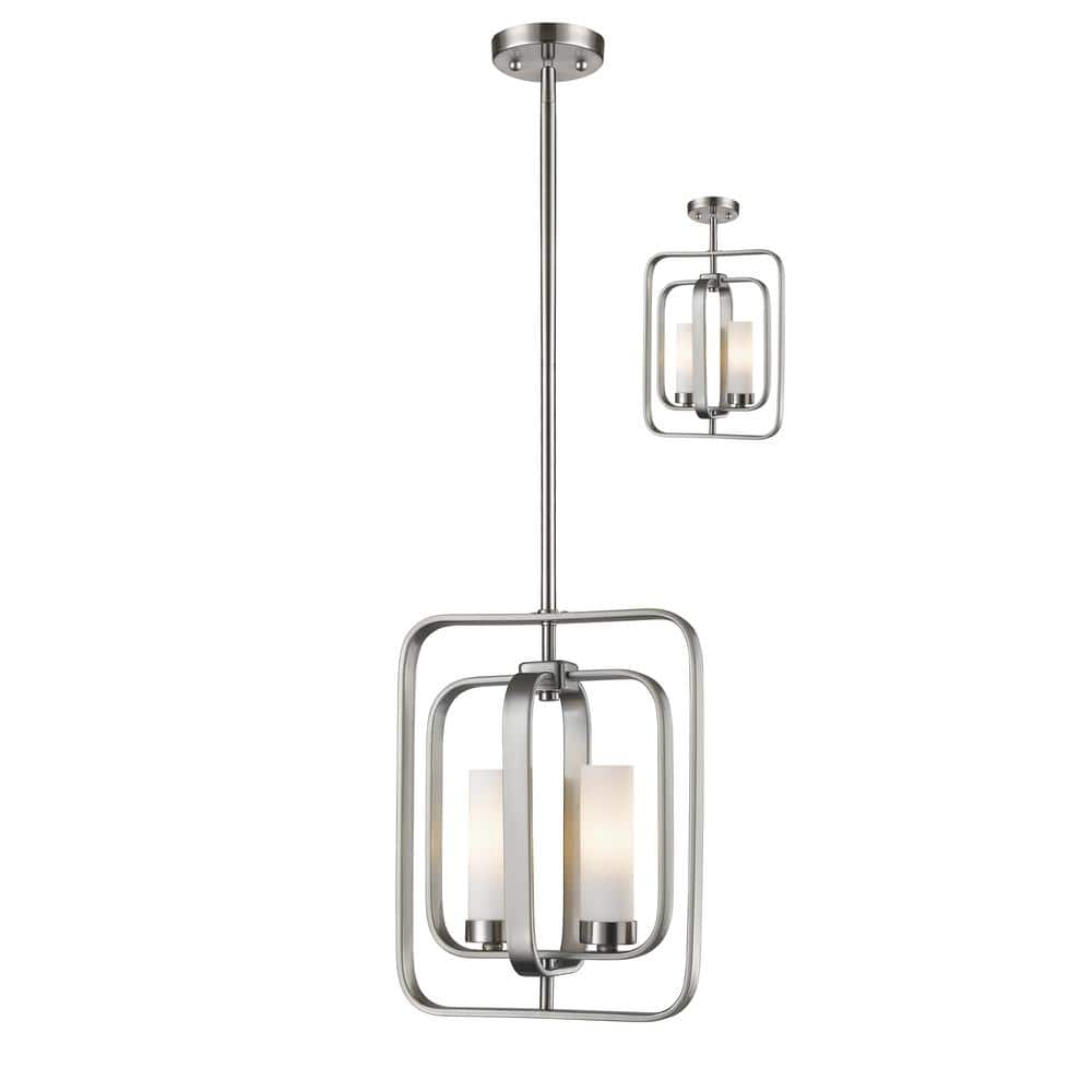 Aideen 2 Light Brushed Nickel Mini Pendant With Glass Shade 6000mp Bn The Home Depot 2089