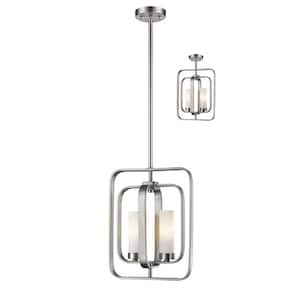 Aideen 2-Light Brushed Nickel Mini Pendant with Glass Shade