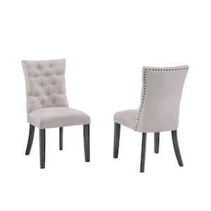 Anderson 22 in. 2-Piece Beige Linen Fabric Solid Wood Chairs