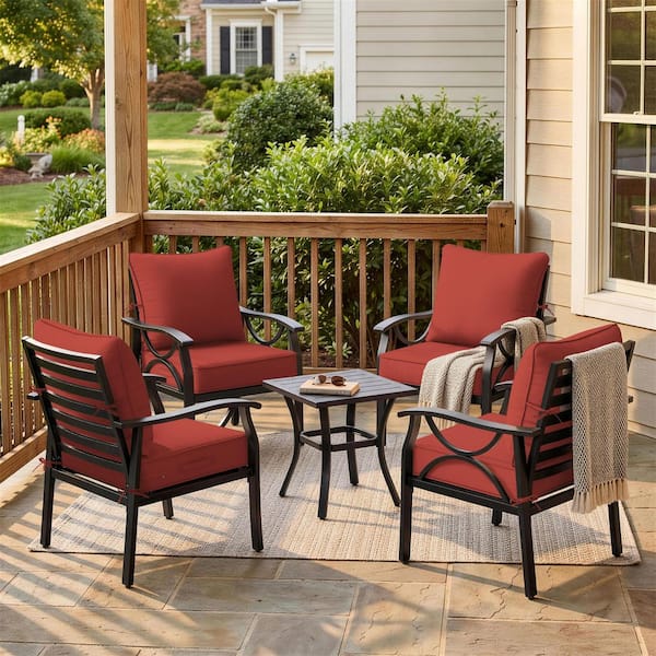 22 in. x 22 in. x 4 in. (4-Pack) Water-Resistant Outdoor Patio Furniture Replacement Deep Seat Cushions, Terra Red