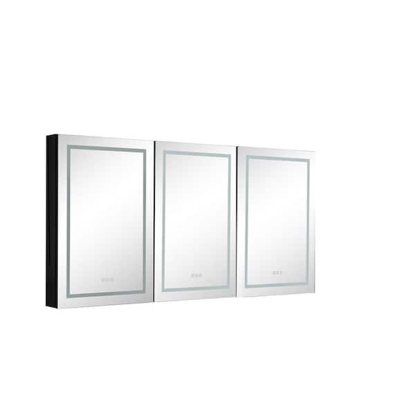 Interbath 18 in. W x 36 in. H Rectangular Black Aluminum Surface Mount Medicine Cabinet with Mirror