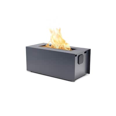 Relic 42 in. x 18.5 in. Rectangular Propane Gas Aluminum Home Audio Beat to Music Fire Pit Sound System in Gray