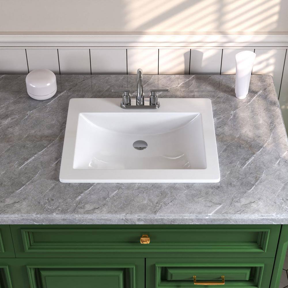 DEERVALLEY Rectangular 21 In W Viterous China Drop In Sink Bathroom   White Deervalley Drop In Bathroom Sinks Dv 1ds0122 64 1000 