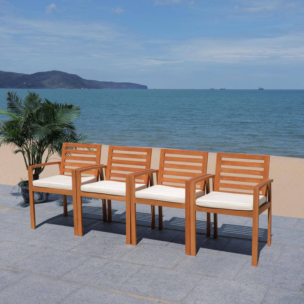 Natural Eucalyptus 4-Person Rectangular Outdoor Dining Set