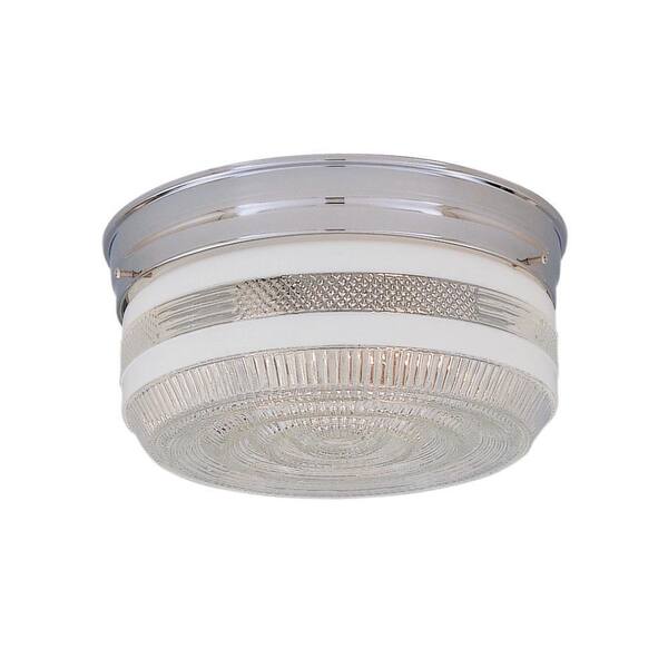 Cordelia Lighting 2-Light Chrome Flushmount with Clear Textured Shade
