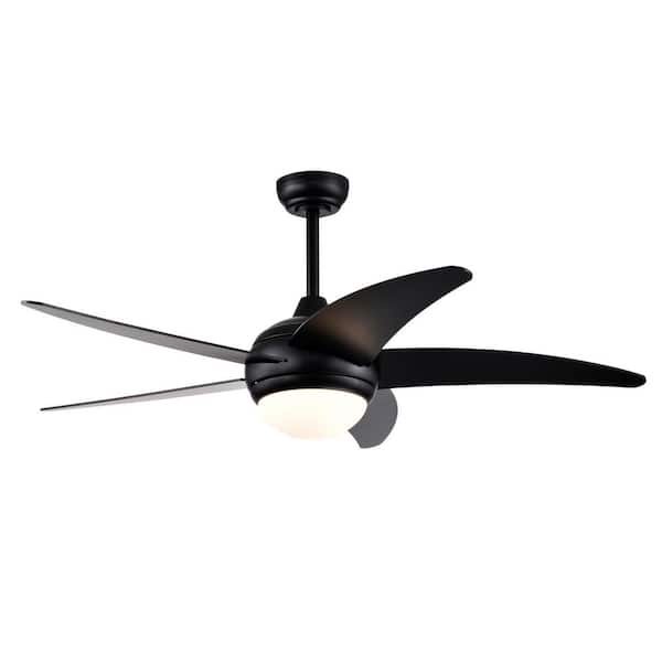 Edvivi 52 in. Integrated LED Indoor Matte Black 5-Blade Ceiling Fan with Light Kit and Remote control