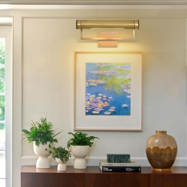 18 in. Brass Dimmable Picture Light, Gold Frame Art Light, for Wall, 90° Rotation, Poster Light, Gallery Library Light