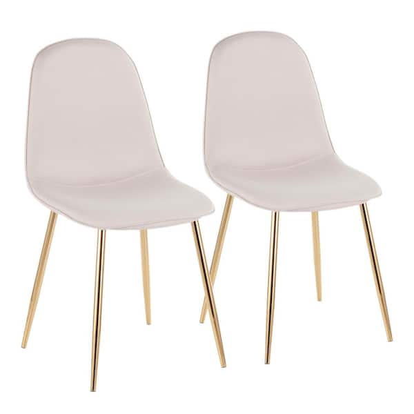 Lumisource Pebble Beige Fabric and Gold Metal Dining Chair (Set of 2)