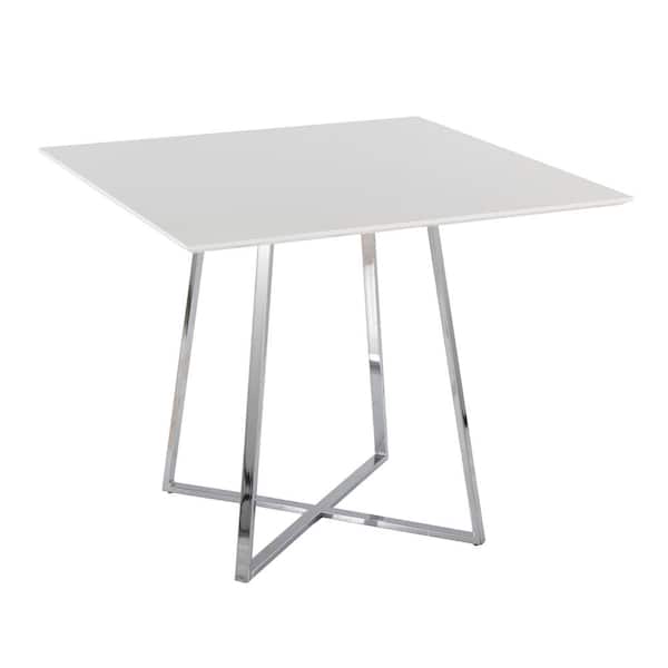 Lumisource Cosmo 36 in. Square Chrome Metal and White Wood Dining Table (Seats 4)