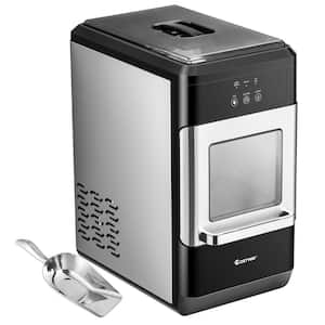 10 in. 44 lb. Nugget Portable Ice Maker in Silver and Black Countertop with Ice Scoop and Self-Cleaning