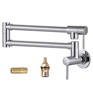 Wall Mounted Pot Filler with Double Handles in Chrome