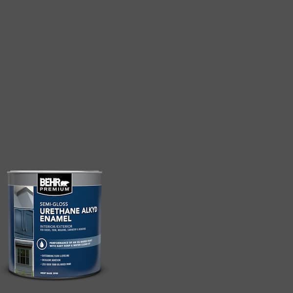 1 qt. #N460-7 Space Black Semi-Gloss Enamel Urethane Alkyd Interior/Exterior Paint