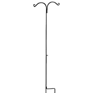 91 in. 2-Sided Black Adjustable Steel Ground Stake Shepherd's Hook