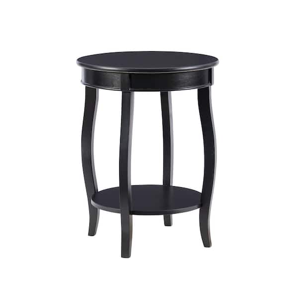 Powell Company Justine Black 18.5" Round Wood Side Table with Shelf