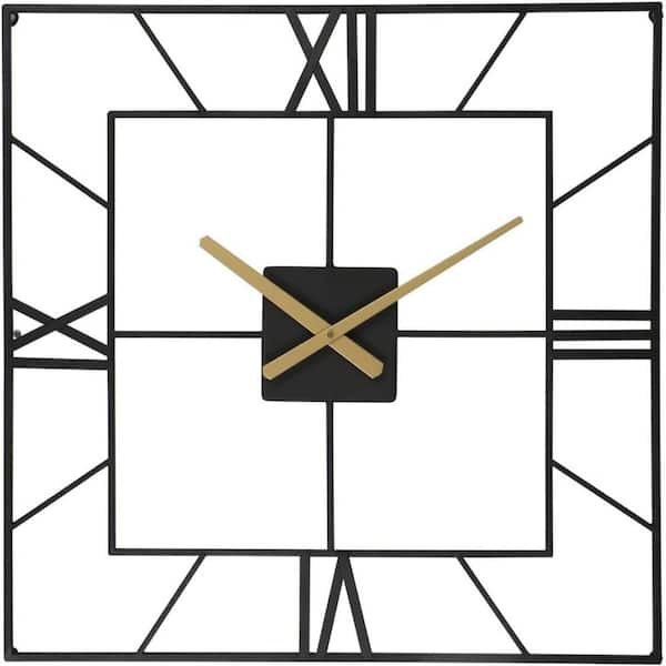 Cubilan Black Square Industrial Wall Clock