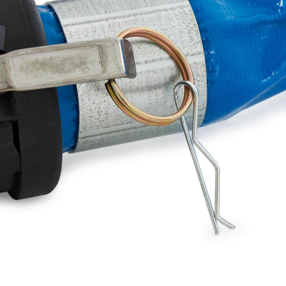 Blue 50-Foot PVC Lay Flat Hose with Polypropylene Cam and Groove Connections, 3-Pack