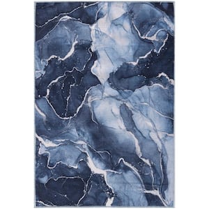 Daydream Navy Blue 3 ft. x 4 ft. Contemporary Area Rug