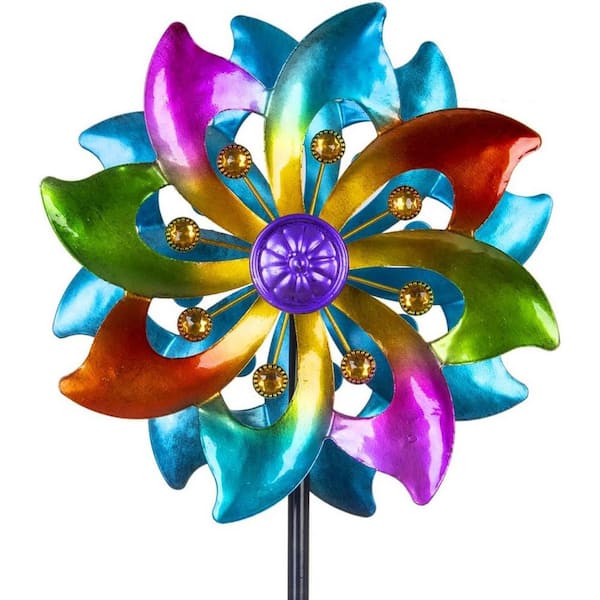 Wind Spinner Outdoor Metal 37 in. Kinetic Wind Spinners Colorful Wind Sculpture Yard Art for Garden Patio Lawn Decor