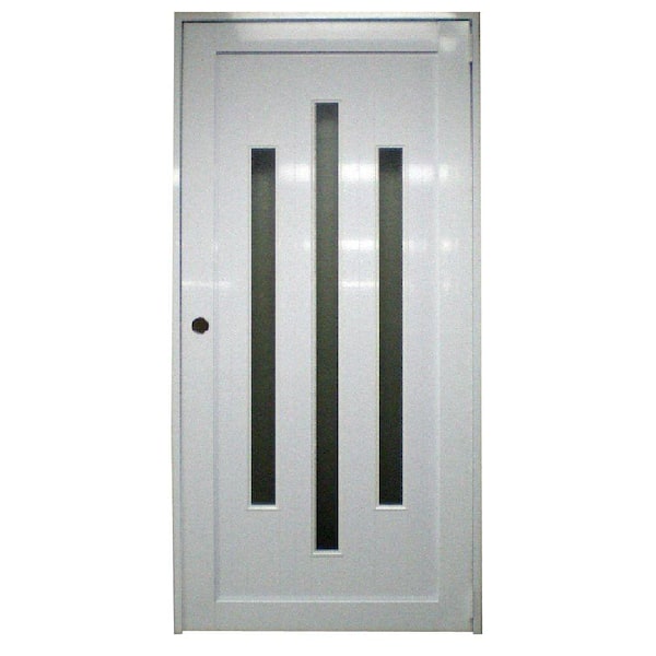 Air Master Windows and Doors 36 in. x 80 in. Titan Vista # 7 White Painted Aluminum Prehung Front Door