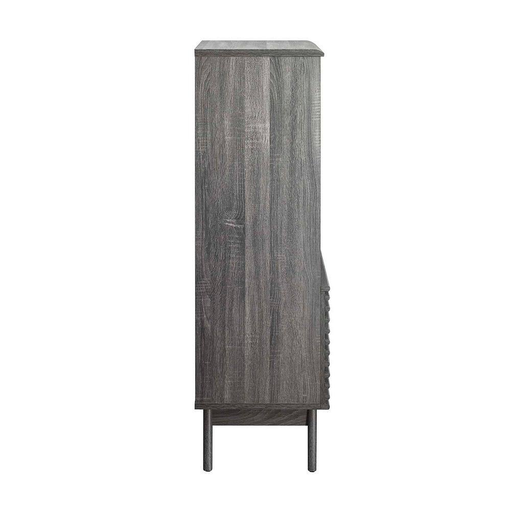 Charcoal Wood Mid-Century Modern Display Cabinet Bookshelf