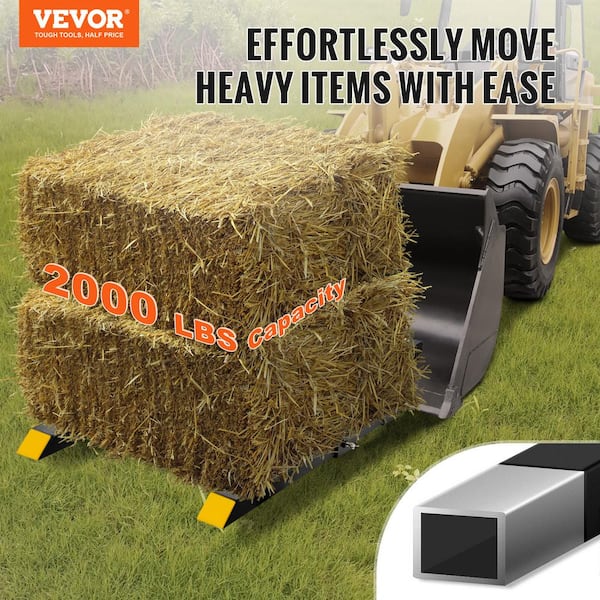 2000 lbs. Clamp on Pallet Forks 43 in. Total Length Tractor Bucket Forks with Adjustable Stabilizer bar
