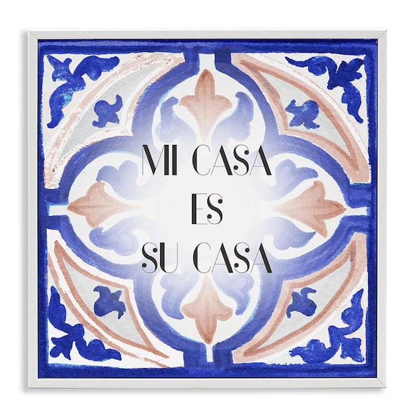 Stupell Industries My House Tropical Tile by Elizabeth Medley White Framed Typography Giclee Art Print 24 in. x 24 in.