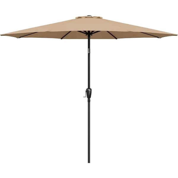 Tidoin 9 ft. Steel Market Tilt Patio Umbrella in Tan