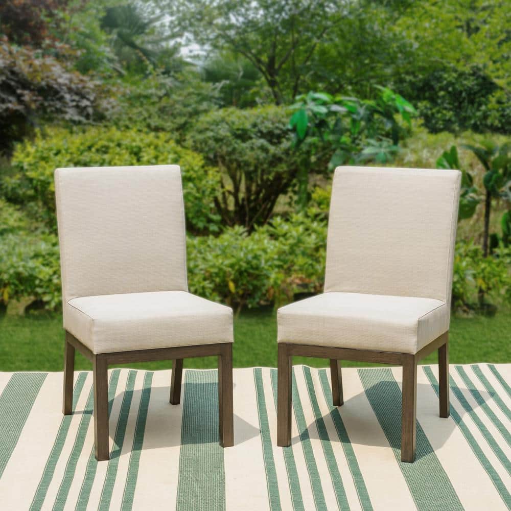Beige Armless Stationary Padded Textilene Metal Outdoor Dining Chair (Set of 2) price history on PriceWatchPro