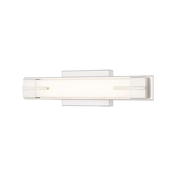 Unbranded Chase 18 in. 1-Light Brushed Nickel LED Vanity with Gloss Opal Shade