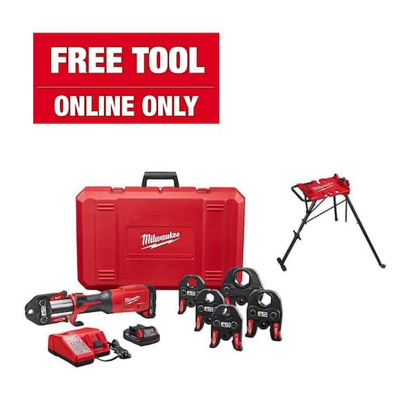 M18 18-Volt Lithium-Ion Brushless FORCE LOGIC Press Tool Kit w/Portable Leveling Tripod Chain Vise Stand (2-Tool)