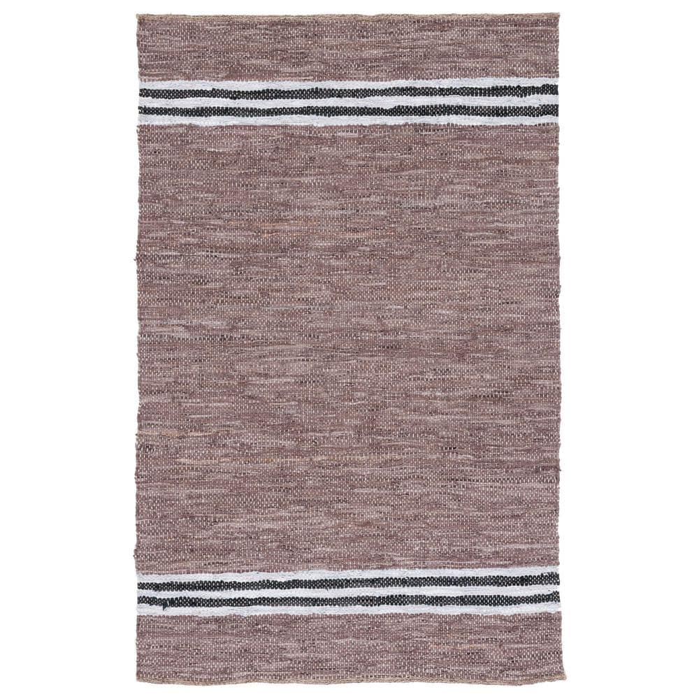 Vintage Leather 4 ft. x 6 ft. Gray/Ivory Border Striped Area Rug price history on PriceWatchPro