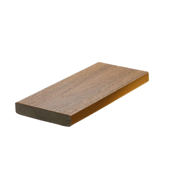 Optima 5.25 in. Warm Cedar Composite Deck Board Sample
