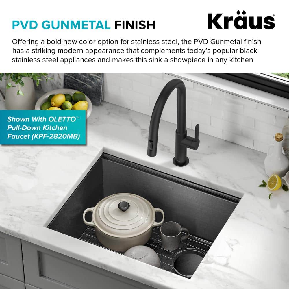 Kore 23" Black Stainless Steel Drop-In Single Bowl Kitchen Sink
