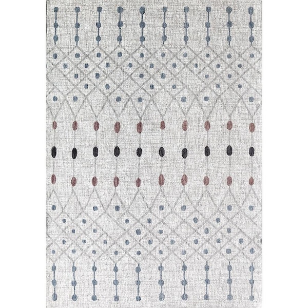 Mason Brooks Celestia La Paloma Gray 5'3"x7'0" Tribal White Area Rug