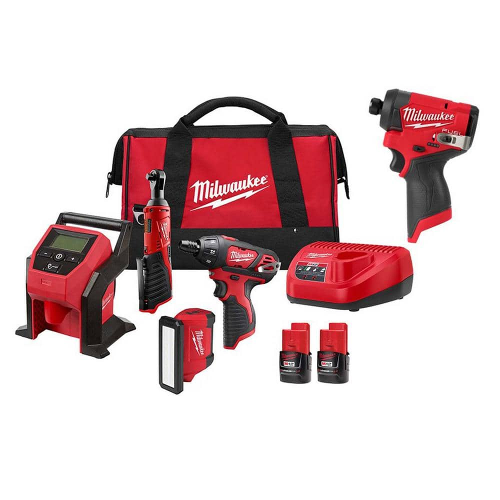 Milwaukee M12 FUEL 12-Volt Lithium-Ion Brushless Cordless Combo Kit with M12 FUEL 1/4 in. Hex Impact Driver