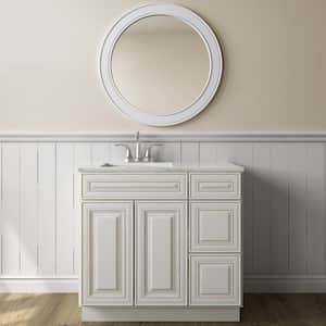 36 in. W x 21 in. D x 34.5 in. H in Cameo White Plywood Ready to Assemble Vanity Base 3-Drawers Kitchen Cabinet