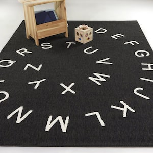 Alpha Charcoal 5 ft. 3 in. x 7 ft. Novelty Indoor/Outdoor Area Rug